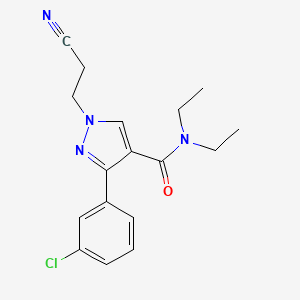 molecular formula C17H19ClN4O B5515907 3-(3-氯苯基)-1-(2-氰乙基)-N,N-二乙基-1H-吡唑-4-甲酰胺 