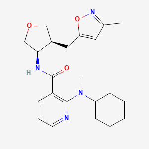 molecular formula C22H30N4O3 B5515913 2-[cyclohexyl(methyl)amino]-N-{(3R*,4S*)-4-[(3-methylisoxazol-5-yl)methyl]tetrahydrofuran-3-yl}nicotinamide 