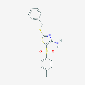 molecular formula C17H16N2O2S3 B055161 4-Amino-2-benzylthio-5-tosylthiazole CAS No. 117420-86-7
