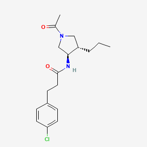 N-[(3R,4S)-1-acetyl-4-propylpyrrolidin-3-yl]-3-(4-chlorophenyl)propanamide