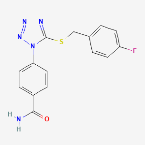 4-(5-{[(4-FLUOROPHENYL)METHYL]SULFANYL}-1H-1,2,3,4-TETRAZOL-1-YL)BENZAMIDE