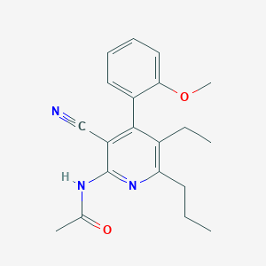 molecular formula C20H23N3O2 B5516946 N-[3-cyano-5-ethyl-4-(2-methoxyphenyl)-6-propyl-2-pyridinyl]acetamide 