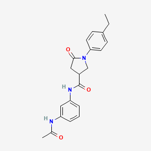 molecular formula C21H23N3O3 B5516952 N-[3-(acetylamino)phenyl]-1-(4-ethylphenyl)-5-oxo-3-pyrrolidinecarboxamide 