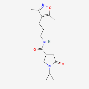 molecular formula C16H23N3O3 B5516972 1-cyclopropyl-N-[3-(3,5-dimethyl-4-isoxazolyl)propyl]-5-oxo-3-pyrrolidinecarboxamide 