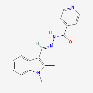 molecular formula C17H16N4O B5517012 N'-[(1,2-dimethyl-1H-indol-3-yl)methylene]isonicotinohydrazide 