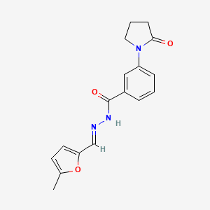 molecular formula C17H17N3O3 B5517031 N'-[(5-methyl-2-furyl)methylene]-3-(2-oxo-1-pyrrolidinyl)benzohydrazide 