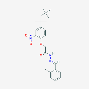 molecular formula C24H31N3O4 B5517046 N'-(2-methylbenzylidene)-2-[2-nitro-4-(1,1,3,3-tetramethylbutyl)phenoxy]acetohydrazide 