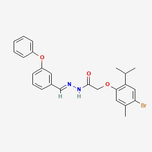 molecular formula C25H25BrN2O3 B5517048 2-(4-溴-2-异丙基-5-甲基苯氧基)-N'-(3-苯氧基亚苄基)乙酰肼 