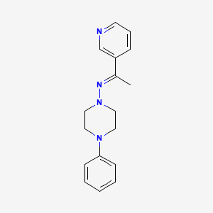 molecular formula C17H20N4 B5517075 4-phenyl-N-[1-(3-pyridinyl)ethylidene]-1-piperazinamine 