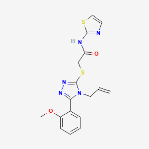 molecular formula C17H17N5O2S2 B5517108 2-{[4-烯丙基-5-(2-甲氧基苯基)-4H-1,2,4-三唑-3-基]硫代}-N-1,3-噻唑-2-基乙酰胺 