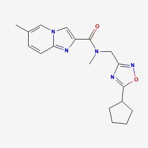 molecular formula C18H21N5O2 B5517127 N-[(5-cyclopentyl-1,2,4-oxadiazol-3-yl)methyl]-N,6-dimethylimidazo[1,2-a]pyridine-2-carboxamide 