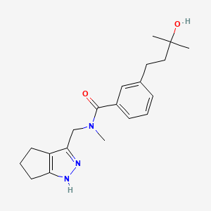 molecular formula C20H27N3O2 B5517135 3-(3-hydroxy-3-methylbutyl)-N-methyl-N-(1,4,5,6-tetrahydrocyclopenta[c]pyrazol-3-ylmethyl)benzamide 