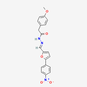 molecular formula C20H17N3O5 B5517158 2-(4-methoxyphenyl)-N'-{[5-(4-nitrophenyl)-2-furyl]methylene}acetohydrazide 