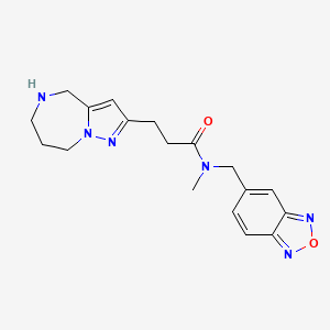 molecular formula C18H22N6O2 B5517243 N-(2,1,3-benzoxadiazol-5-ylmethyl)-N-methyl-3-(5,6,7,8-tetrahydro-4H-pyrazolo[1,5-a][1,4]diazepin-2-yl)propanamide hydrochloride 
