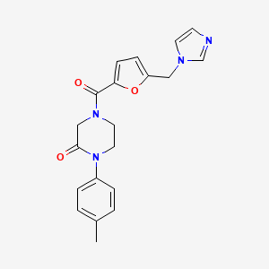 molecular formula C20H20N4O3 B5517244 4-[5-(1H-imidazol-1-ylmethyl)-2-furoyl]-1-(4-methylphenyl)-2-piperazinone 
