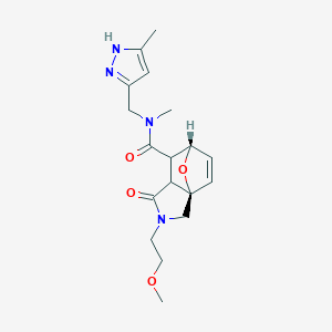 molecular formula C18H24N4O4 B5517260 (3aR*,6S*)-2-(2-methoxyethyl)-N-methyl-N-[(5-methyl-1H-pyrazol-3-yl)methyl]-1-oxo-1,2,3,6,7,7a-hexahydro-3a,6-epoxyisoindole-7-carboxamide 