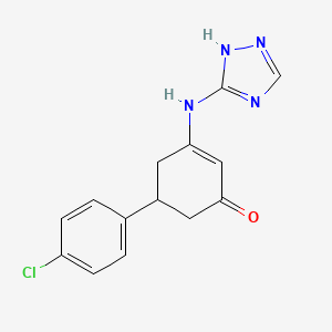 molecular formula C14H13ClN4O B5517262 5-(4-氯苯基)-3-(1H-1,2,4-三唑-5-基氨基)-2-环己烯-1-酮 