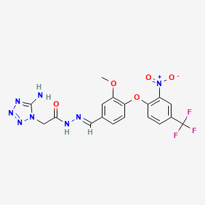 molecular formula C18H15F3N8O5 B5517276 2-(5-氨基-1H-四唑-1-基)-N'-{3-甲氧基-4-[2-硝基-4-(三氟甲基)苯氧基]亚苄基}乙酰肼 