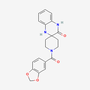 molecular formula C20H19N3O4 B5517295 1-(1,3-苯并二氧杂环-5-基羰基)-1',4'-二氢-3'H-螺[哌啶-4,2'-喹喔啉]-3'-酮 