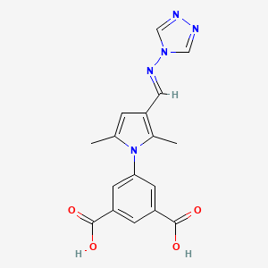 molecular formula C17H15N5O4 B5517317 5-{2,5-dimethyl-3-[(4H-1,2,4-triazol-4-ylimino)methyl]-1H-pyrrol-1-yl}isophthalic acid 