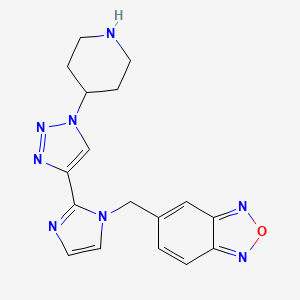 molecular formula C17H18N8O B5517324 5-({2-[1-(4-piperidinyl)-1H-1,2,3-triazol-4-yl]-1H-imidazol-1-yl}methyl)-2,1,3-benzoxadiazole hydrochloride 