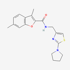 molecular formula C19H21N3O2S B5517333 3,6-dimethyl-N-{[2-(1-pyrrolidinyl)-1,3-thiazol-4-yl]methyl}-1-benzofuran-2-carboxamide 