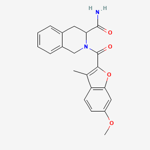 molecular formula C21H20N2O4 B5517338 2-[(6-methoxy-3-methyl-1-benzofuran-2-yl)carbonyl]-1,2,3,4-tetrahydro-3-isoquinolinecarboxamide 