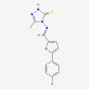 molecular formula C14H11FN4OS B5517344 4-({[5-(4-氟苯基)-2-呋喃基]亚甲基}氨基)-5-甲基-4H-1,2,4-三唑-3-硫醇 