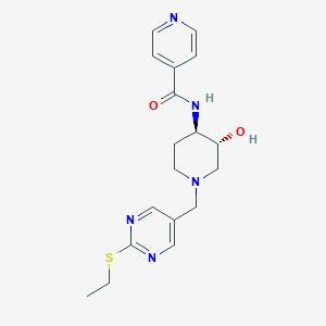 molecular formula C18H23N5O2S B5517371 N-((3R*,4R*)-1-{[2-(ethylthio)pyrimidin-5-yl]methyl}-3-hydroxypiperidin-4-yl)isonicotinamide 