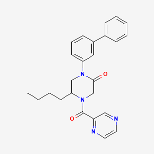 molecular formula C25H26N4O2 B5517400 1-(3-biphenylyl)-5-butyl-4-(2-pyrazinylcarbonyl)-2-piperazinone 