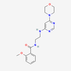 molecular formula C18H23N5O3 B5517437 2-methoxy-N-(2-{[6-(4-morpholinyl)-4-pyrimidinyl]amino}ethyl)benzamide 