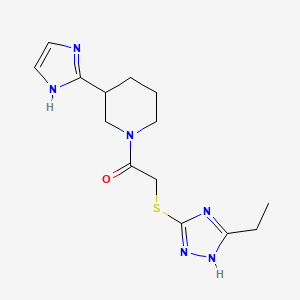 molecular formula C14H20N6OS B5517458 1-{[(3-ethyl-1H-1,2,4-triazol-5-yl)thio]acetyl}-3-(1H-imidazol-2-yl)piperidine 