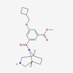 molecular formula C20H26N2O4 B5517469 methyl 3-(cyclobutylmethoxy)-5-[rel-(1R,5S)-3,8-diazabicyclo[3.2.1]oct-8-ylcarbonyl]benzoate hydrochloride 