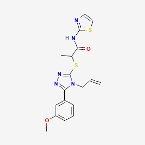 molecular formula C18H19N5O2S2 B5517477 2-{[4-allyl-5-(3-methoxyphenyl)-4H-1,2,4-triazol-3-yl]thio}-N-1,3-thiazol-2-ylpropanamide 