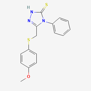 molecular formula C16H15N3OS2 B5517500 5-{[(4-methoxyphenyl)thio]methyl}-4-phenyl-4H-1,2,4-triazole-3-thiol 