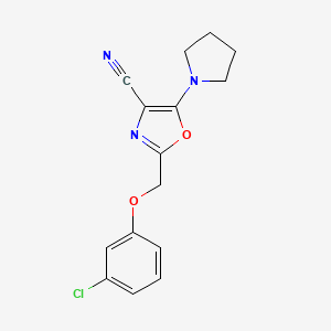 molecular formula C15H14ClN3O2 B5517508 2-[(3-chlorophenoxy)methyl]-5-(1-pyrrolidinyl)-1,3-oxazole-4-carbonitrile 