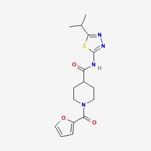 molecular formula C16H20N4O3S B5517574 1-(2-furoyl)-N-(5-isopropyl-1,3,4-thiadiazol-2-yl)-4-piperidinecarboxamide 