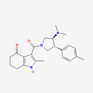 molecular formula C23H29N3O2 B5517597 3-{[(3S*,4R*)-3-(dimethylamino)-4-(4-methylphenyl)-1-pyrrolidinyl]carbonyl}-2-methyl-1,5,6,7-tetrahydro-4H-indol-4-one 