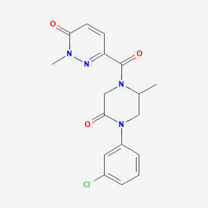 molecular formula C17H17ClN4O3 B5517680 6-{[4-(3-chlorophenyl)-2-methyl-5-oxo-1-piperazinyl]carbonyl}-2-methyl-3(2H)-pyridazinone 