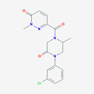 molecular formula C17H17ClN4O3 B5517680 6-{[4-(3-氯苯基)-2-甲基-5-氧代-1-哌嗪基]羰基}-2-甲基-3(2H)-哒嗪酮 