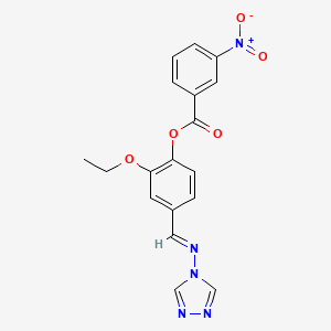 molecular formula C18H15N5O5 B5517694 2-ethoxy-4-[(4H-1,2,4-triazol-4-ylimino)methyl]phenyl 3-nitrobenzoate 