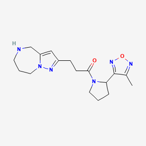 molecular formula C17H24N6O2 B5517719 2-{3-[2-(4-methyl-1,2,5-oxadiazol-3-yl)-1-pyrrolidinyl]-3-oxopropyl}-5,6,7,8-tetrahydro-4H-pyrazolo[1,5-a][1,4]diazepine 