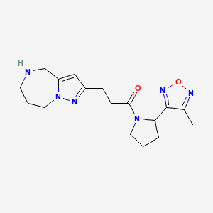 molecular formula C17H24N6O2 B5517719 2-{3-[2-(4-甲基-1,2,5-恶二唑-3-基)-1-吡咯烷基]-3-氧代丙基}-5,6,7,8-四氢-4H-吡唑并[1,5-a][1,4]二氮杂卓 