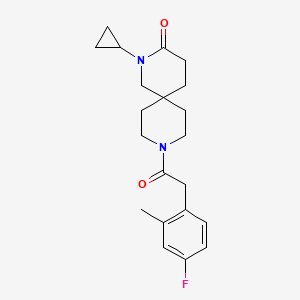 molecular formula C21H27FN2O2 B5517761 2-环丙基-9-[(4-氟-2-甲苯基)乙酰基]-2,9-二氮杂螺[5.5]十一烷-3-酮 