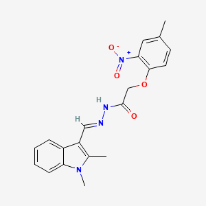 molecular formula C20H20N4O4 B5517810 N'-[(1,2-dimethyl-1H-indol-3-yl)methylene]-2-(4-methyl-2-nitrophenoxy)acetohydrazide 
