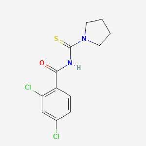 molecular formula C12H12Cl2N2OS B5517877 2,4-二氯-N-(1-吡咯烷基硫代甲酰)苯甲酰胺 