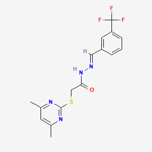 molecular formula C16H15F3N4OS B5517918 2-[(4,6-二甲基-2-嘧啶基)硫代]-N'-[3-(三氟甲基)苄叉)乙酰肼 