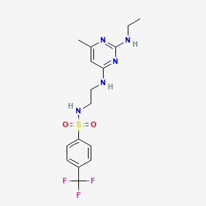 molecular formula C16H20F3N5O2S B5517930 N-(2-{[2-(ethylamino)-6-methyl-4-pyrimidinyl]amino}ethyl)-4-(trifluoromethyl)benzenesulfonamide 