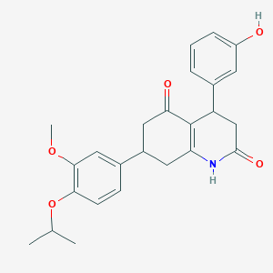 molecular formula C25H27NO5 B5517938 4-(3-hydroxyphenyl)-7-(4-isopropoxy-3-methoxyphenyl)-4,6,7,8-tetrahydro-2,5(1H,3H)-quinolinedione 