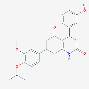 molecular formula C25H27NO5 B5517938 4-(3-羟苯基)-7-(4-异丙氧基-3-甲氧苯基)-4,6,7,8-四氢-2,5(1H,3H)-喹啉二酮 